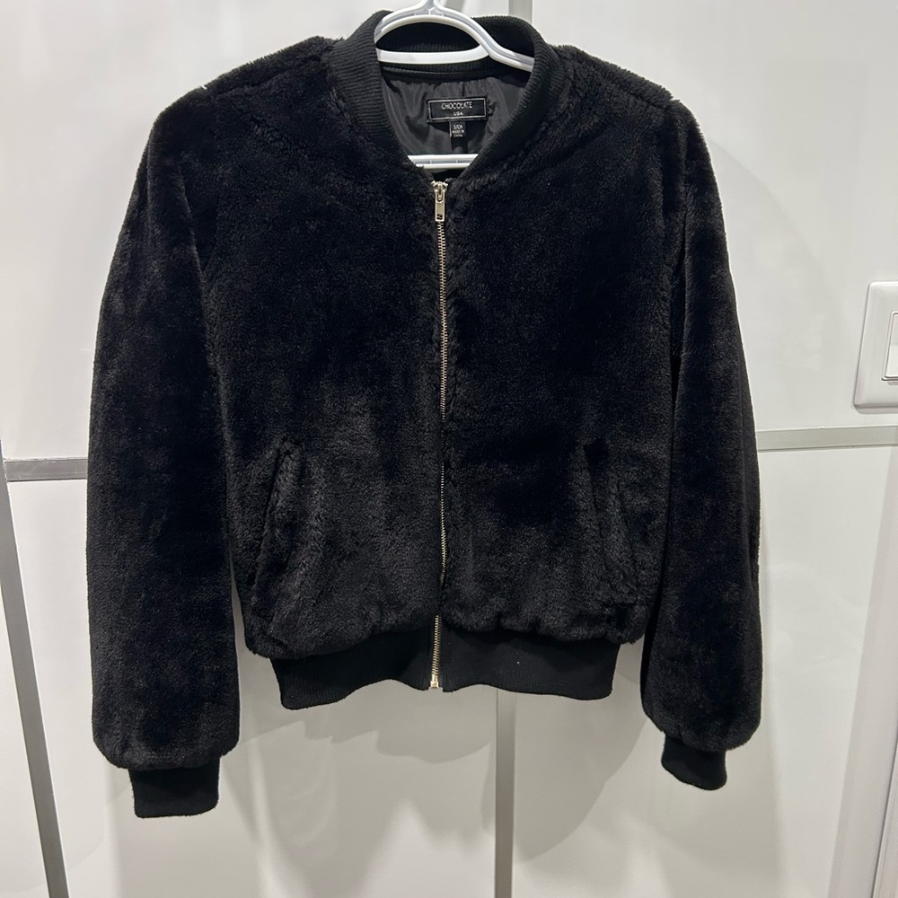 Chocolate USA Black Faux Fur Jacket